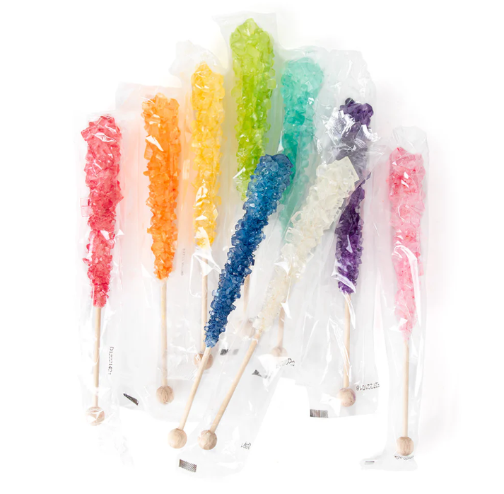 Wrapped Rock Candy Sticks Assorted - 100ct
