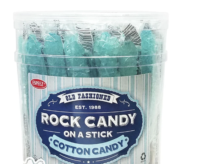 Light Blue Rock Candy Crystal Sticks Cotton Candy - 36ct Jar